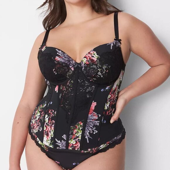 Lane Bryant Lace and Floral Print Corset - 42DD - NWT! - Picture 1 of 9